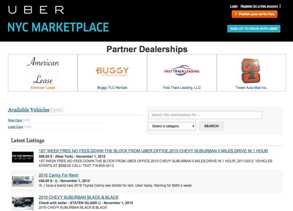 Uber NYC Marketplace For Fleet Owners