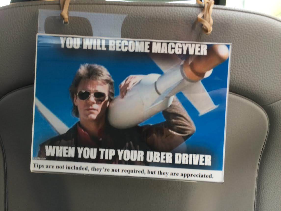 Uber driver tip sign