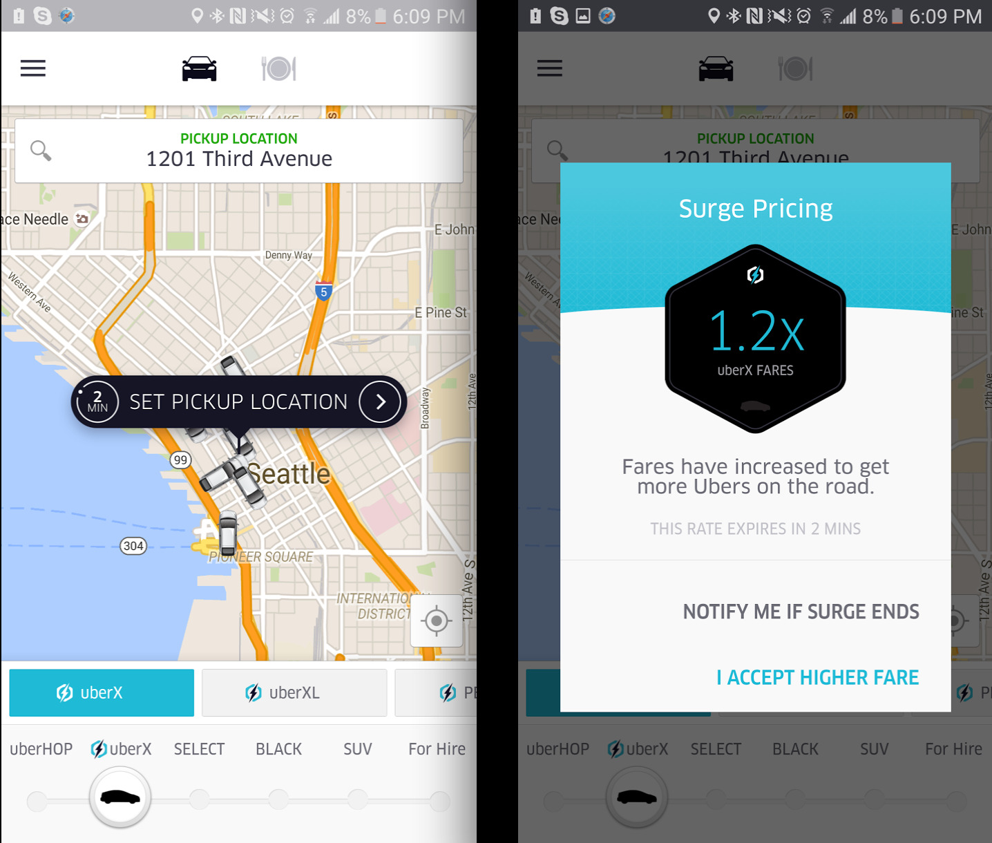 Uber New Upfront Pricing Still Shows Surge In Seattle