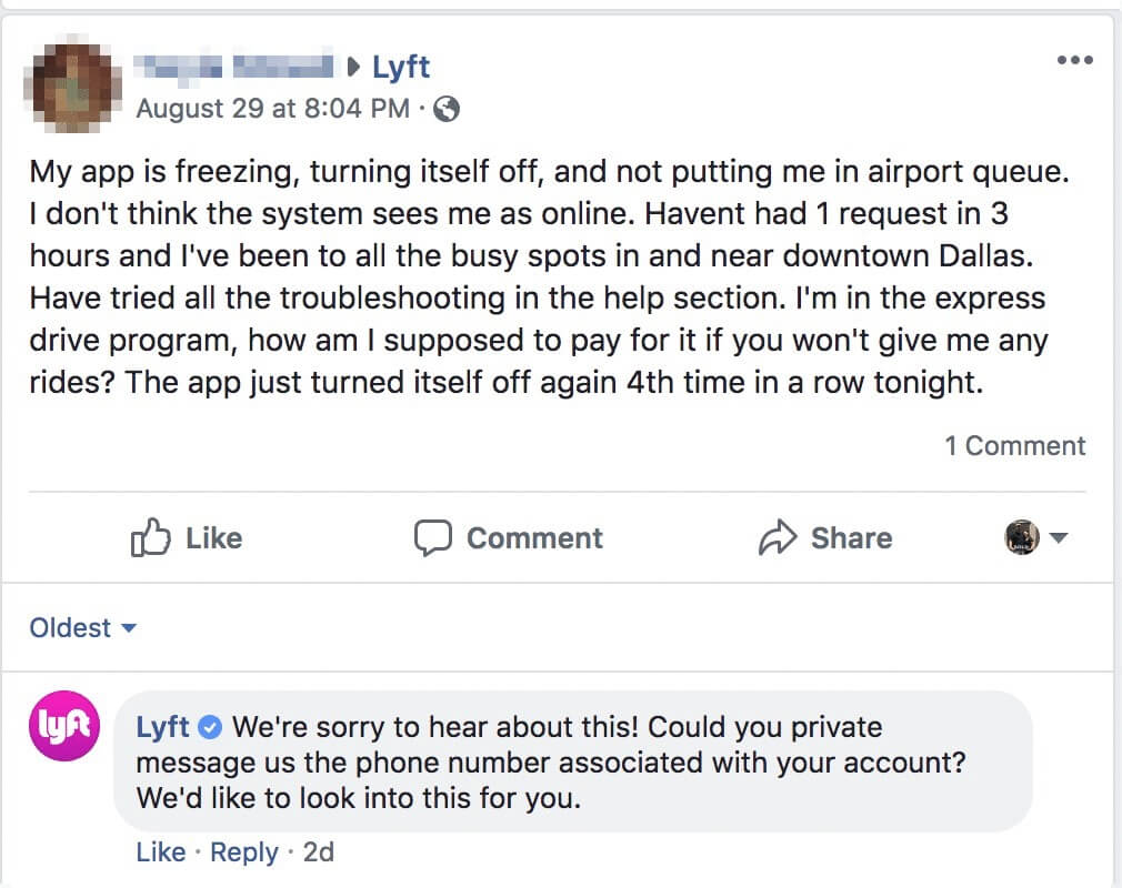 Image of contact Lyft on Facebook