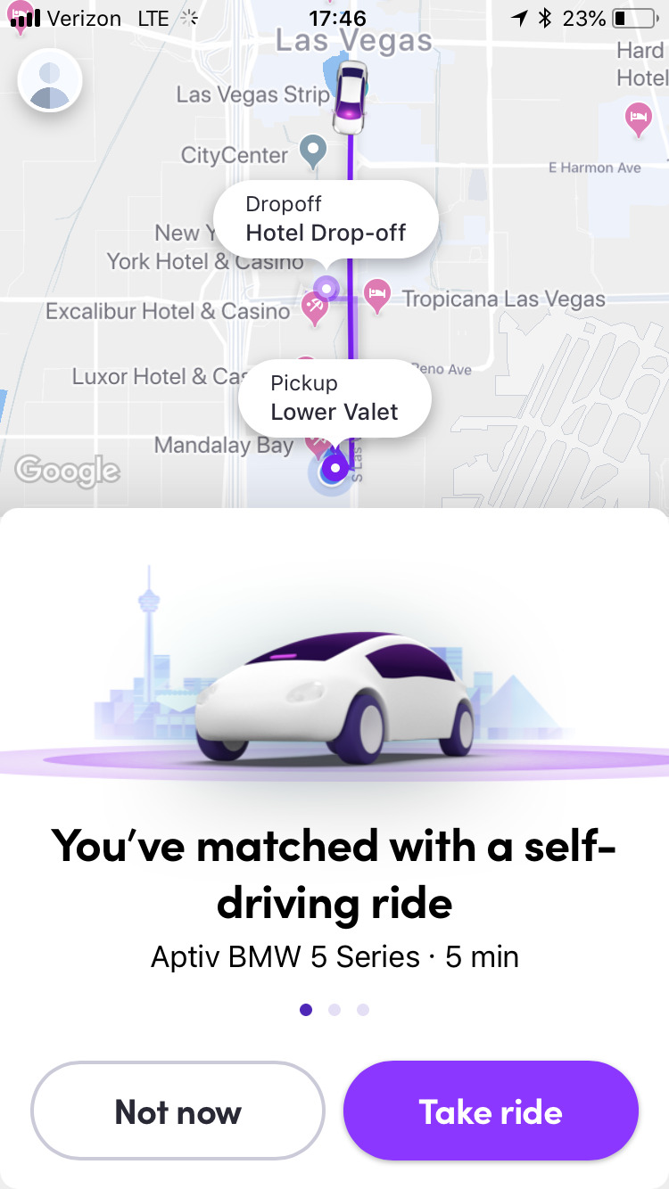 image of The screen when you are paired with a self-driving vehicle