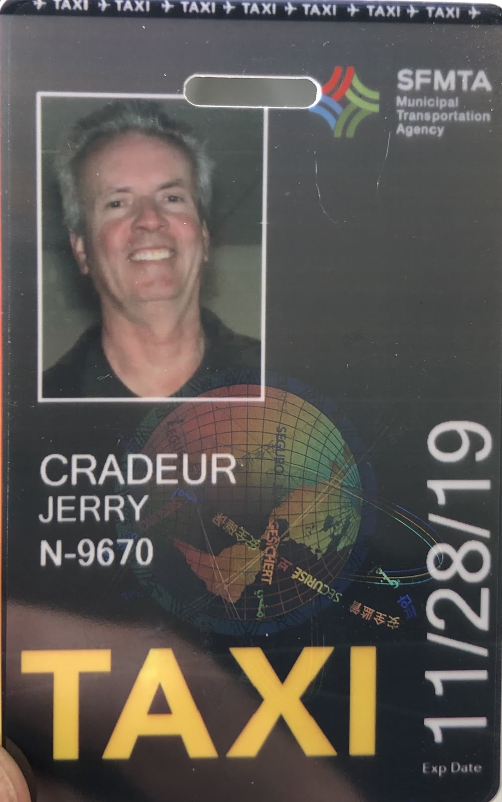 image of The Official San Francisco Taxi Driver “A” Card.