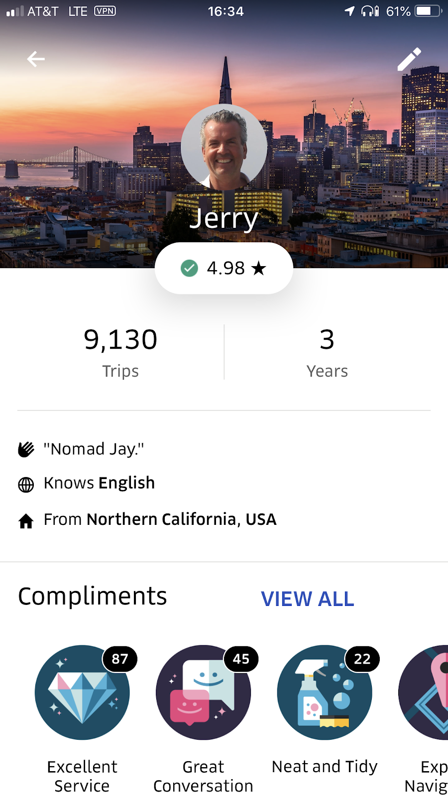 image of Uber driver profile