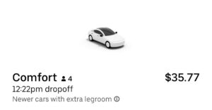 Uber Comfort car cost