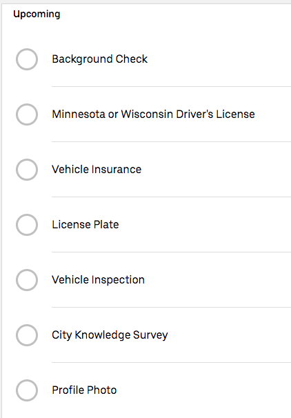Uber driver application requirements