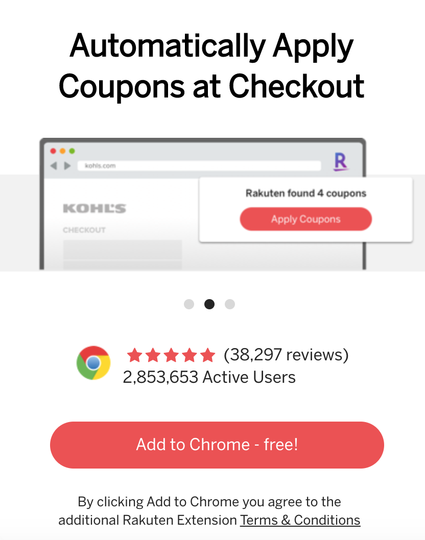 add the rakuten extension to your browser