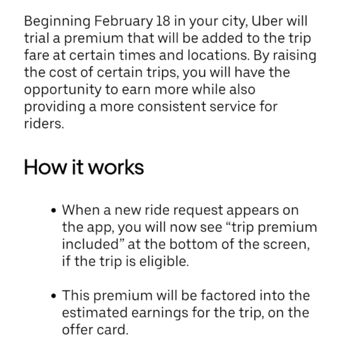 uber trip premiums