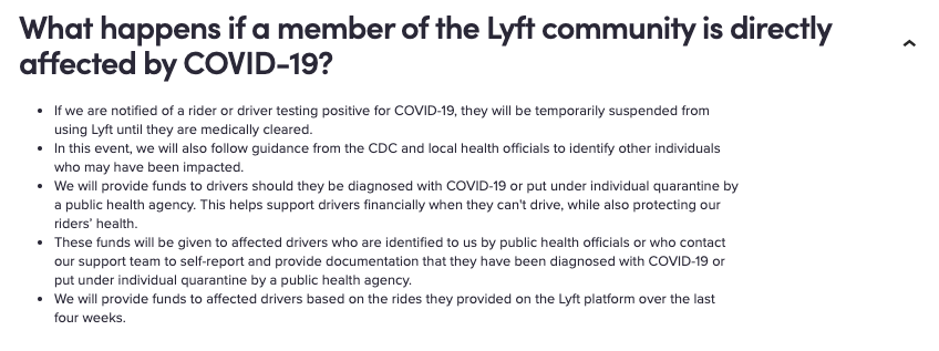 lyft helping drivers with coronavirus