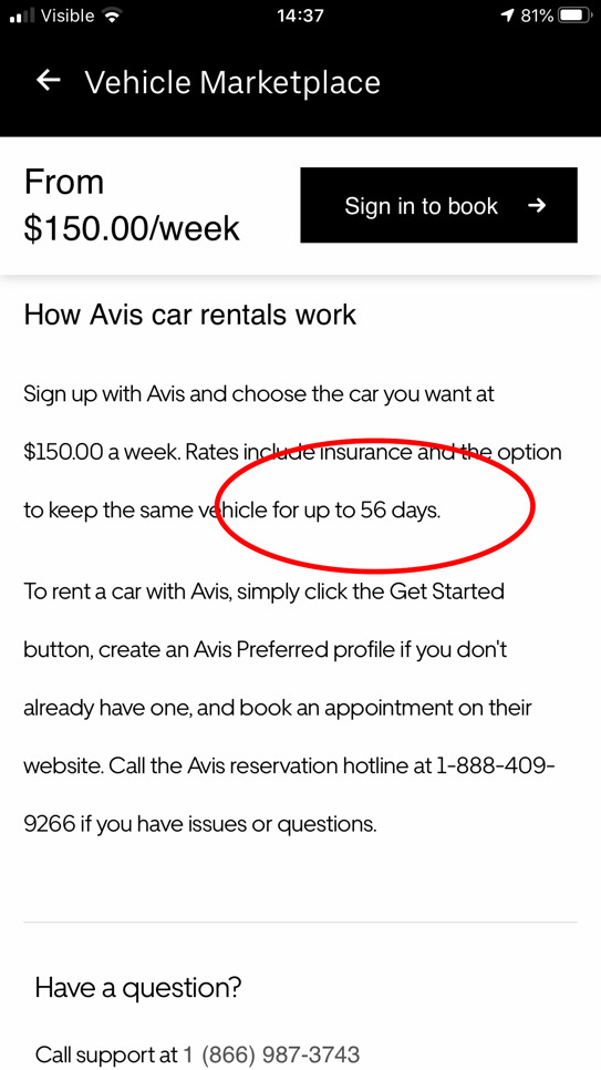 uber avis car rental
