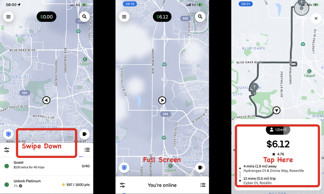 how uber drivers can see the destination before accepting rides
