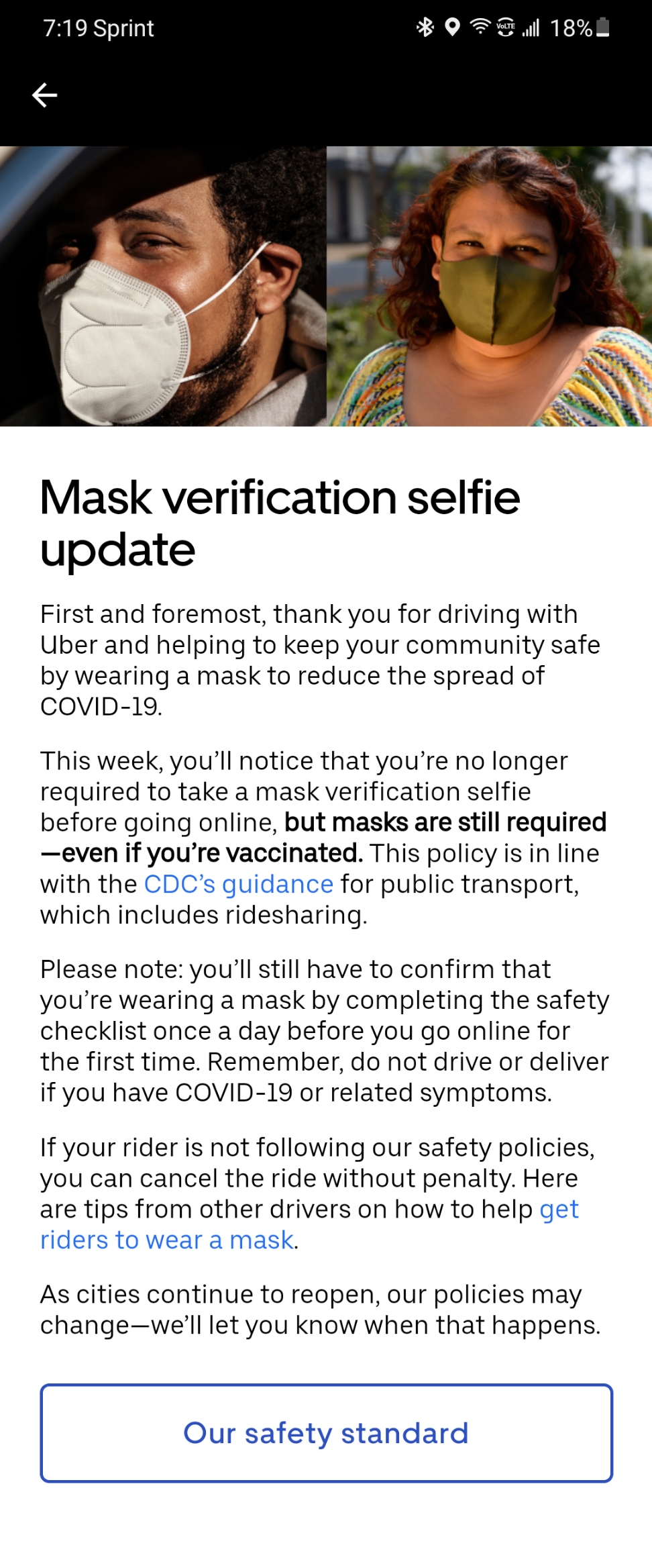 uber mask mandate