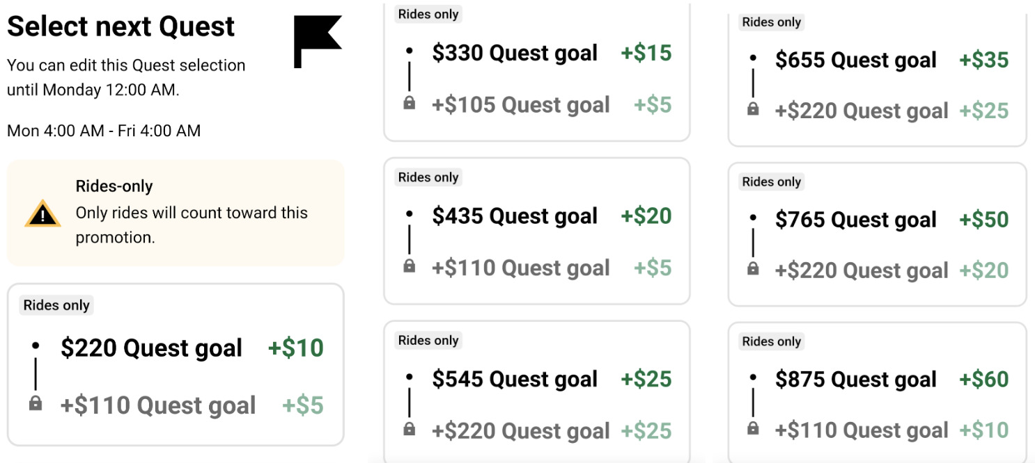 Sergio's New Uber Quest Options
