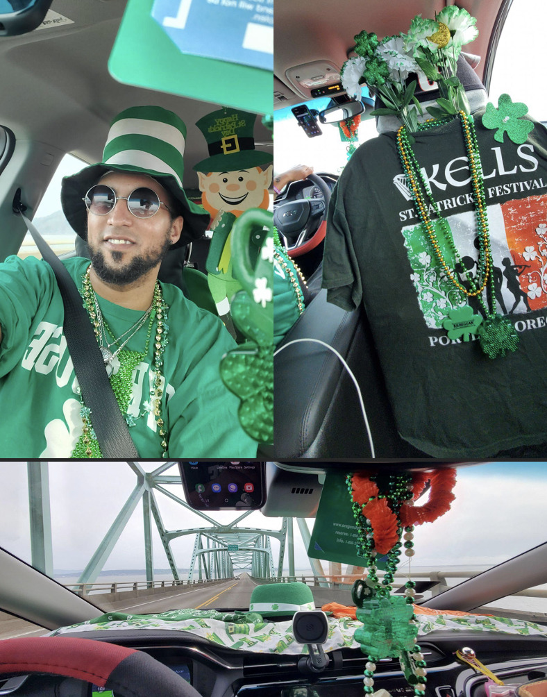 Nathaniel's Decorated Car for St. Pattys Day