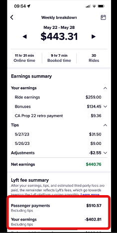 Step 3 of calculating your Lyft take rate