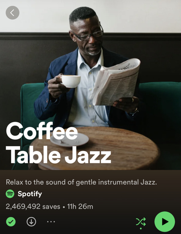 uber driver spotify coffee table jazz playlist