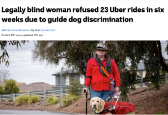 Legally blind woman had been refused by 23 Uber rides.