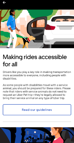 Uber Guidelines for people with disabilities