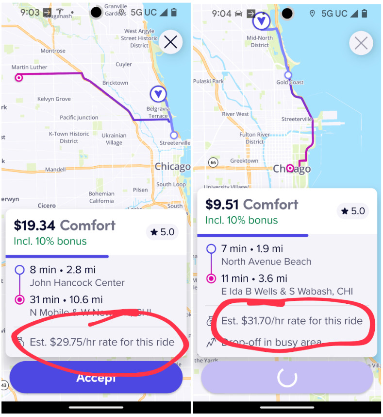 Example of Lyft's new transparency