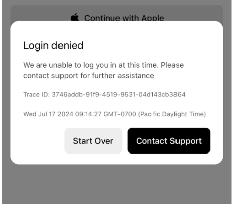 Uber login denied