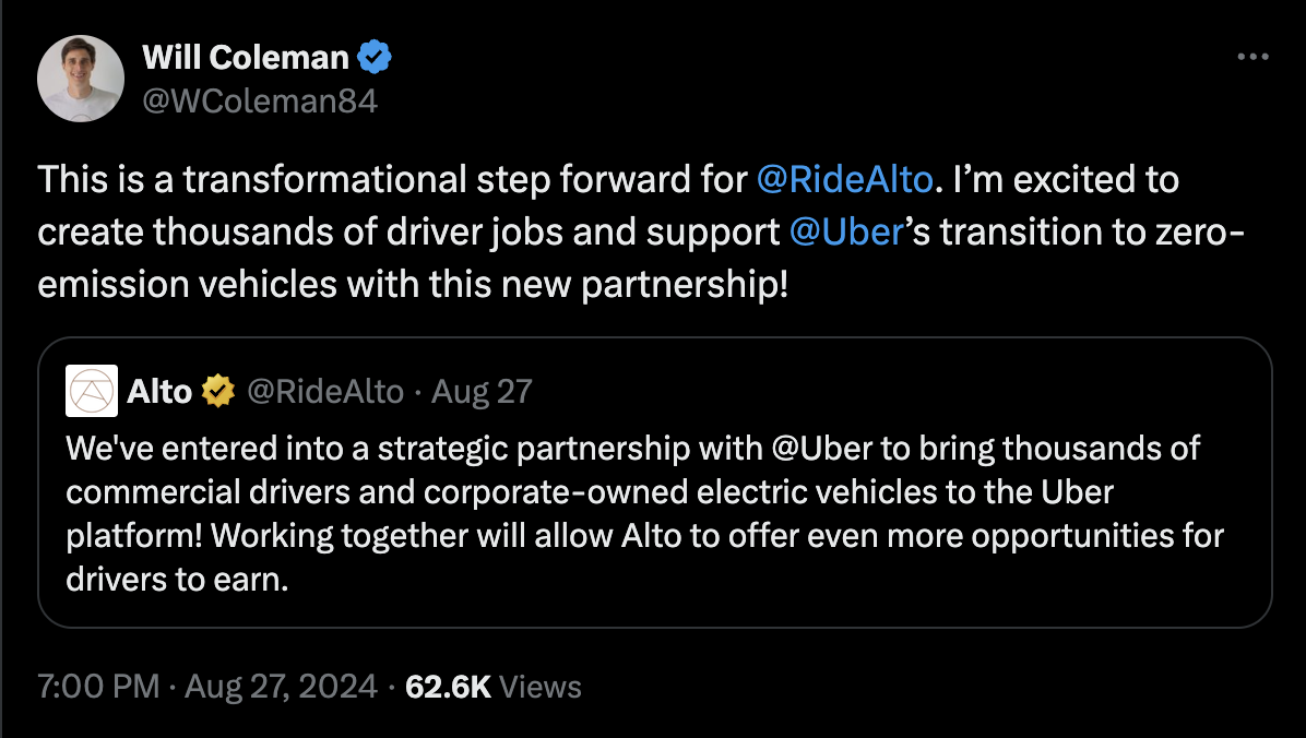 Alto Uber partnership