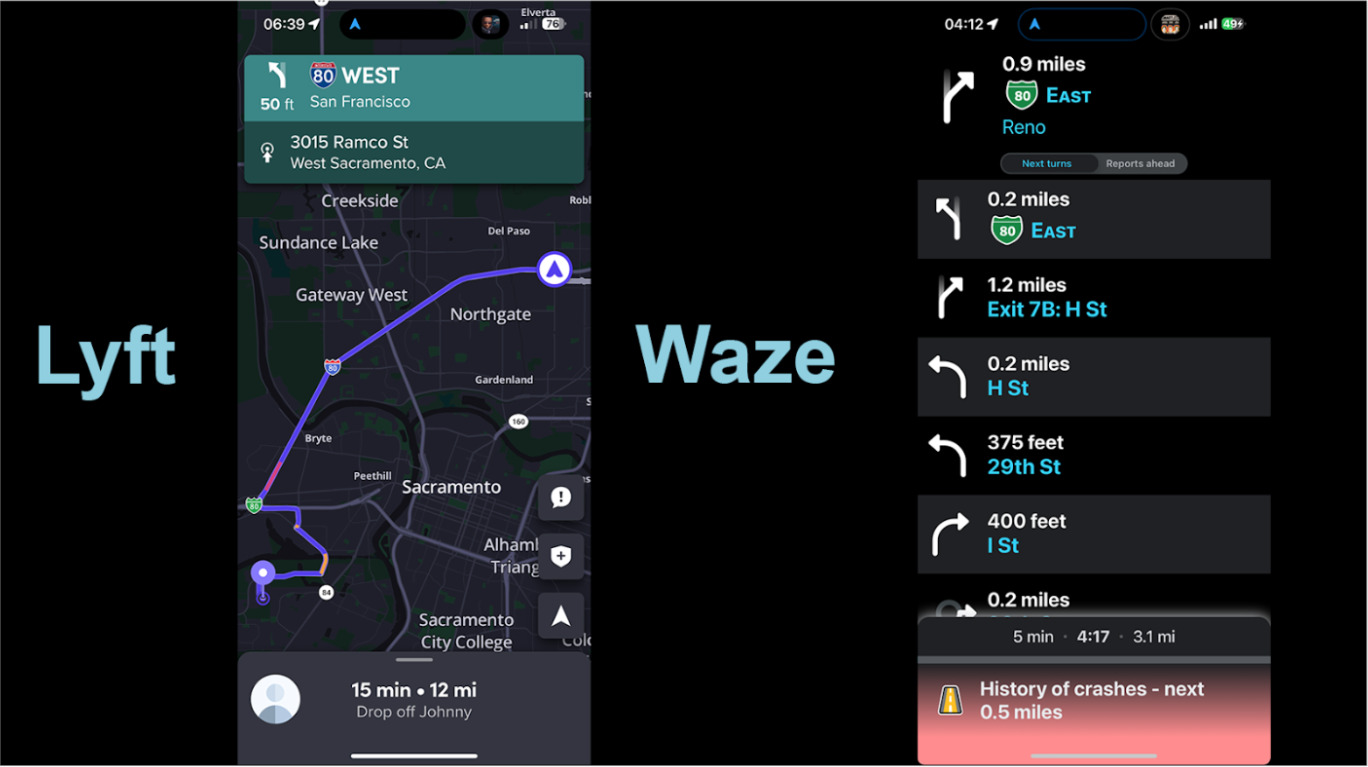 Lyft GPS vs Waze Navigation