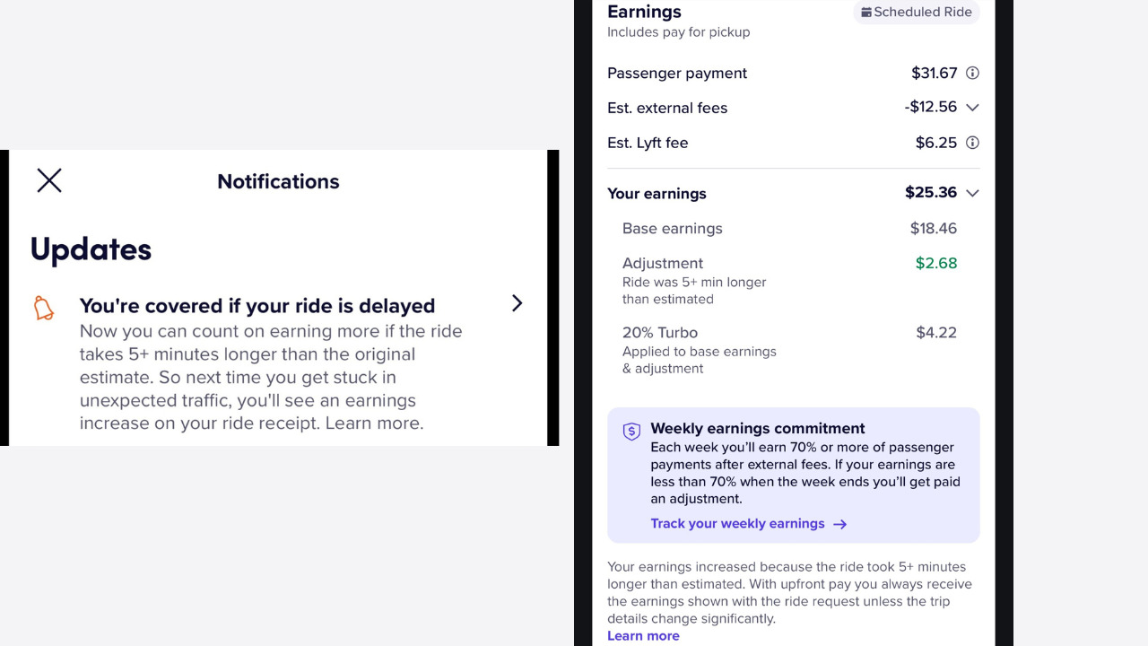Lyft driver pay adjustment