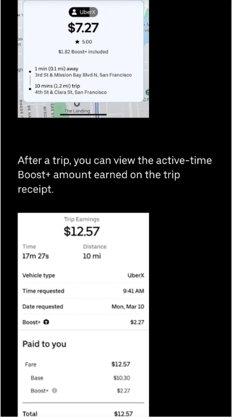 Boost+ trip receipt