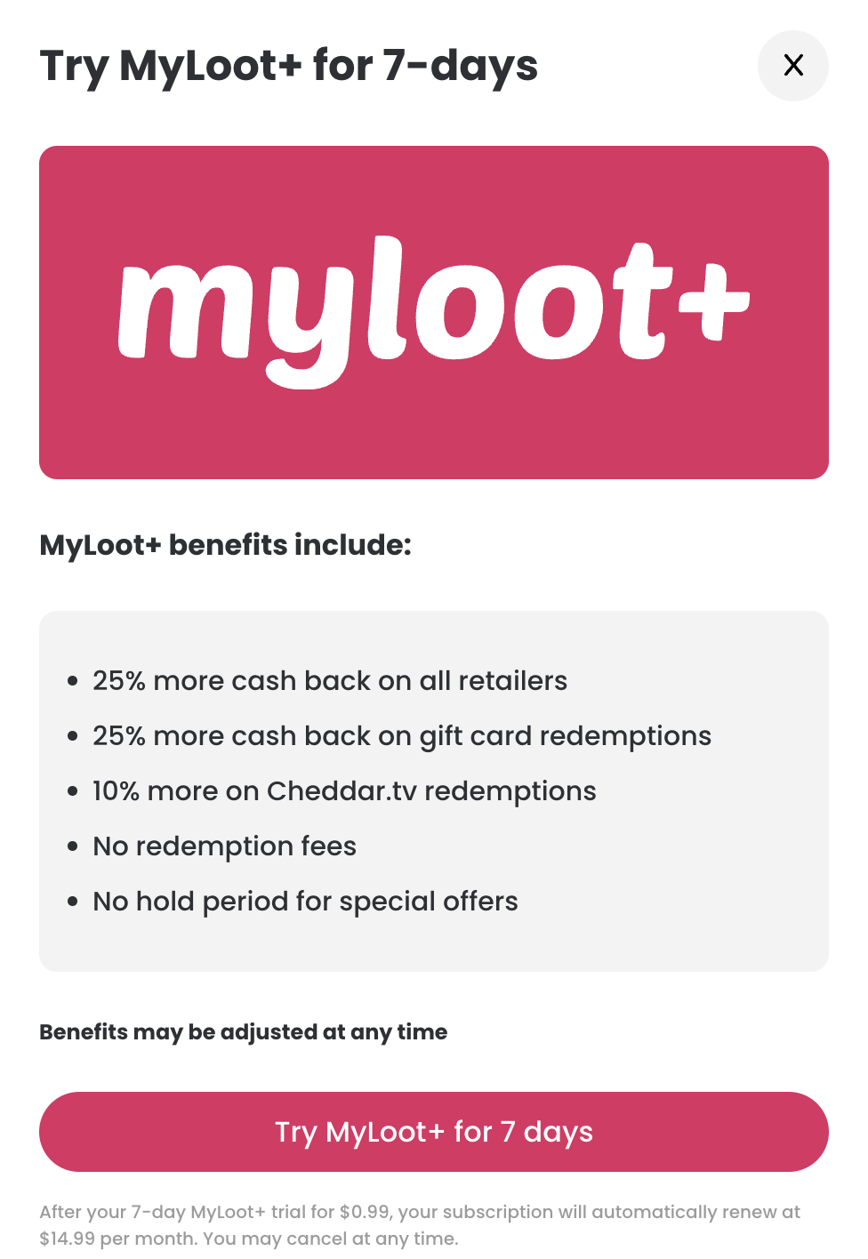 MyLoot+ benefits