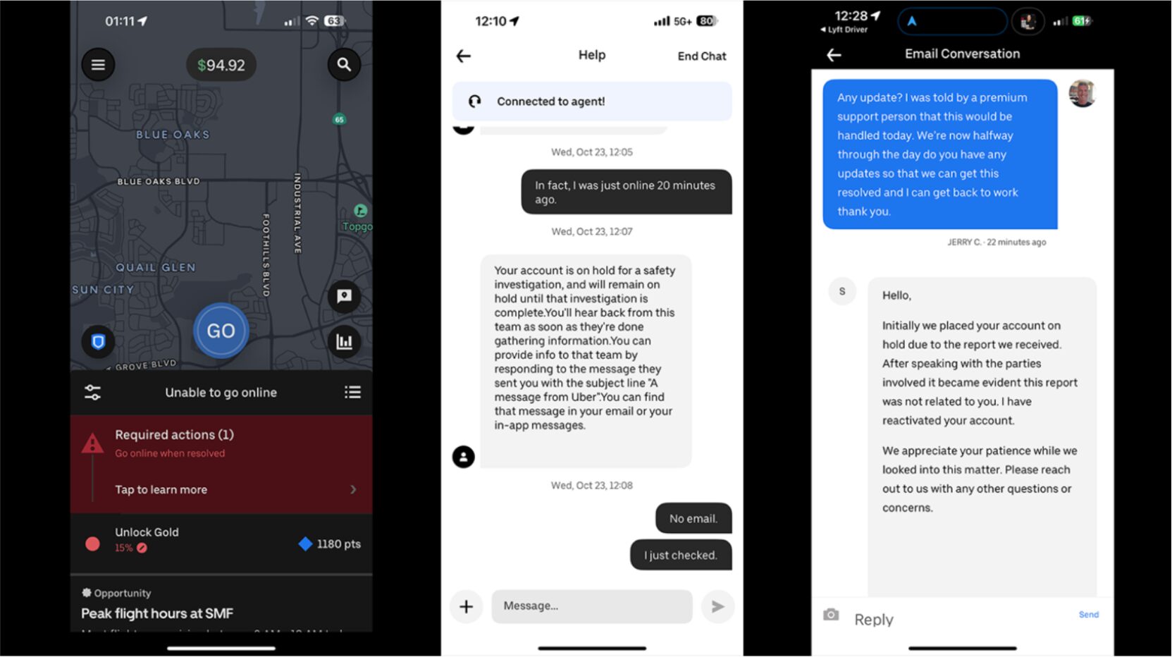 Uber support messages