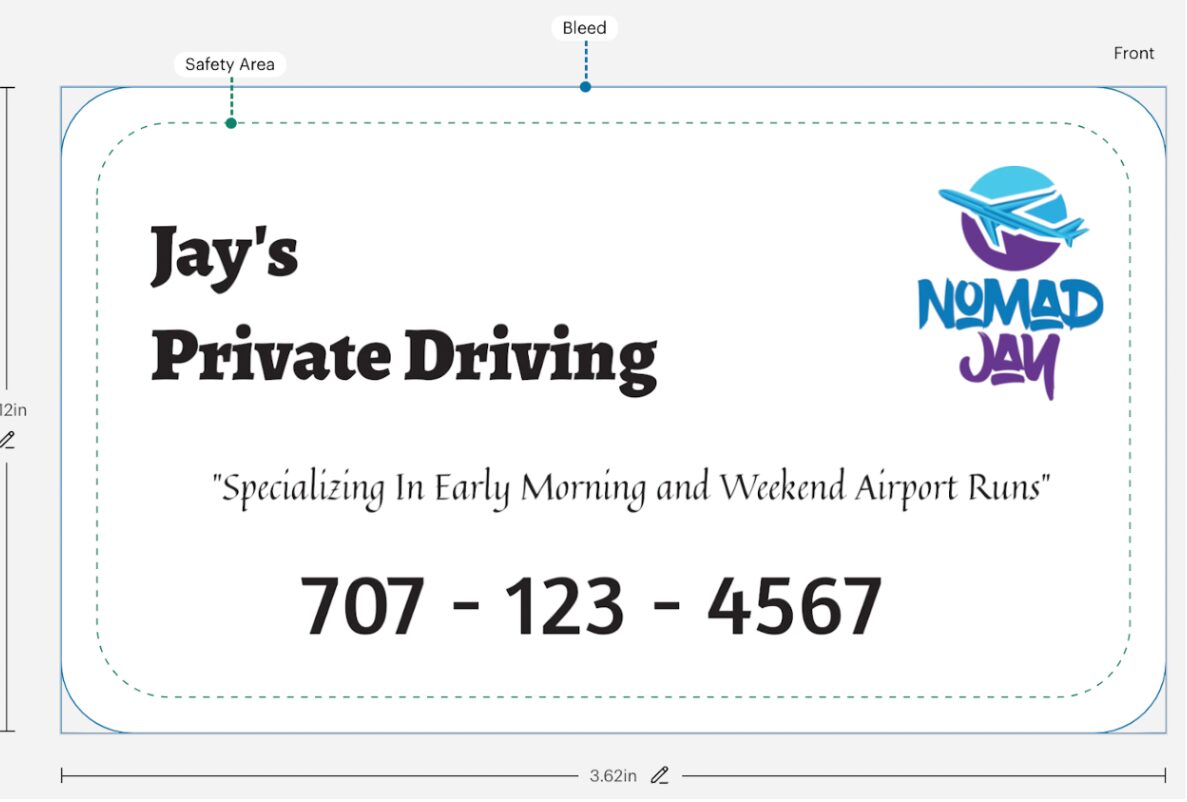 Jay's Private Driving Business Card